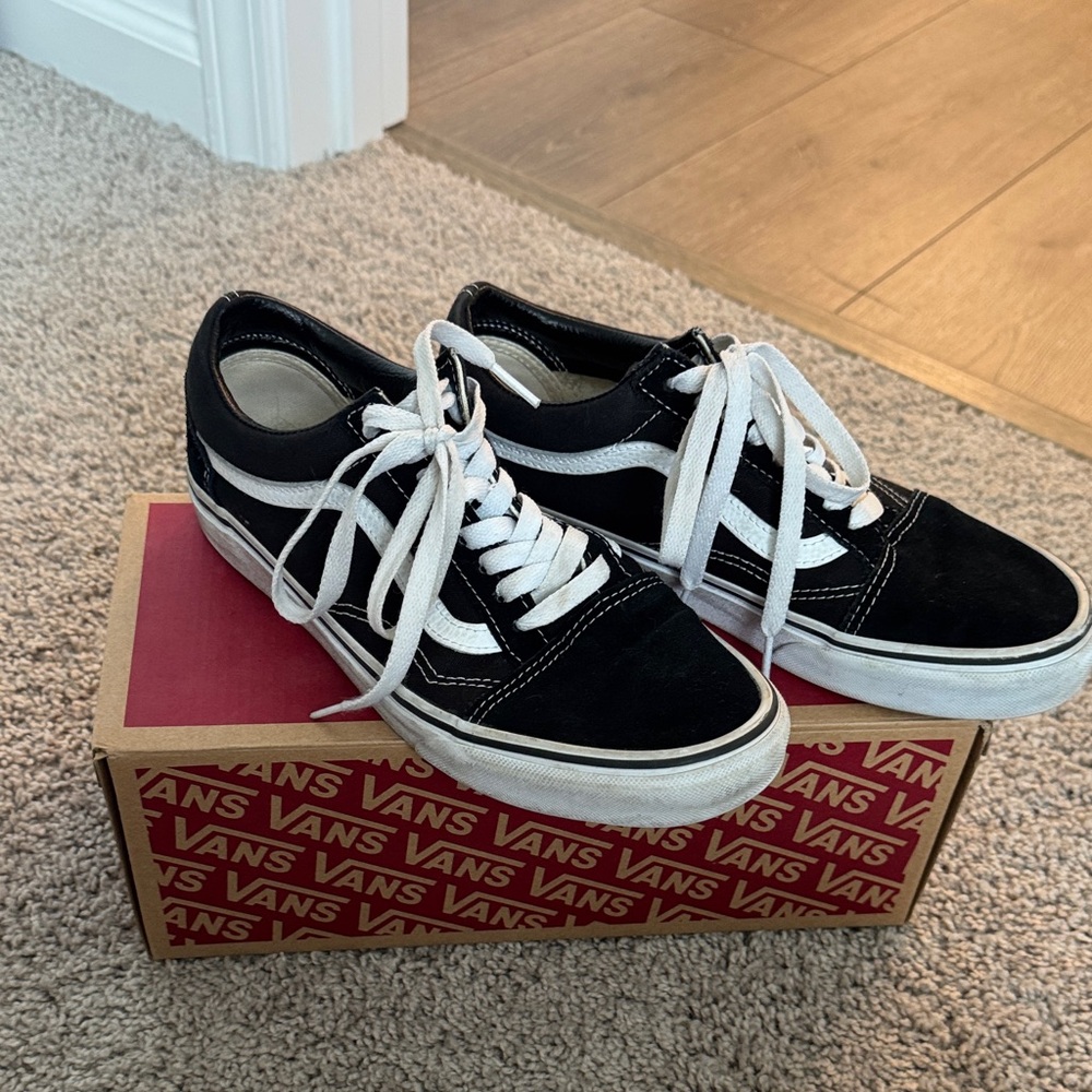 Vans Classic Black and White Lace-Up Shoes